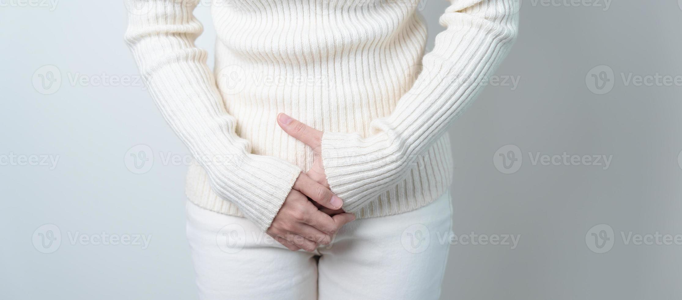 Woman having Stomach pain. Ovarian and Cervical cancer, Cervix disorder, Endometriosis, Hysterectomy, Uterine fibroids, Reproductive system, menstruation, diarrhea and Pregnancy concept photo