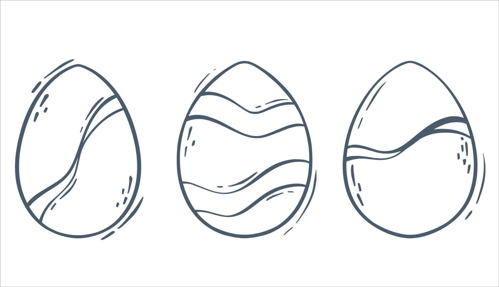 conjunto de contorno Pascua de Resurrección huevos. decorado huevos para el primavera día festivo. lineal vector ilustración para concepto diseño. aislado objeto.