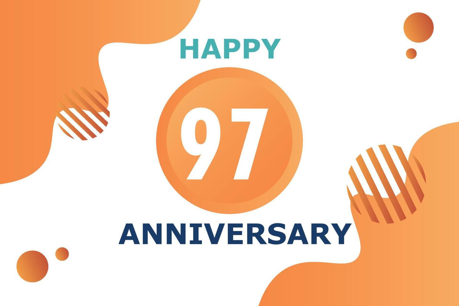 97 años aniversario celebracion geométrico logo diseño con naranja azul y blanco color número en blanco antecedentes modelo vector