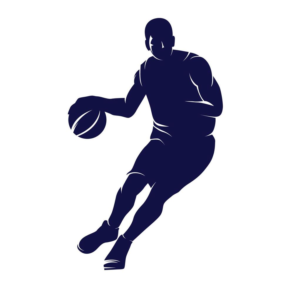 hombre baloncesto silueta logo diseño ilustración vector