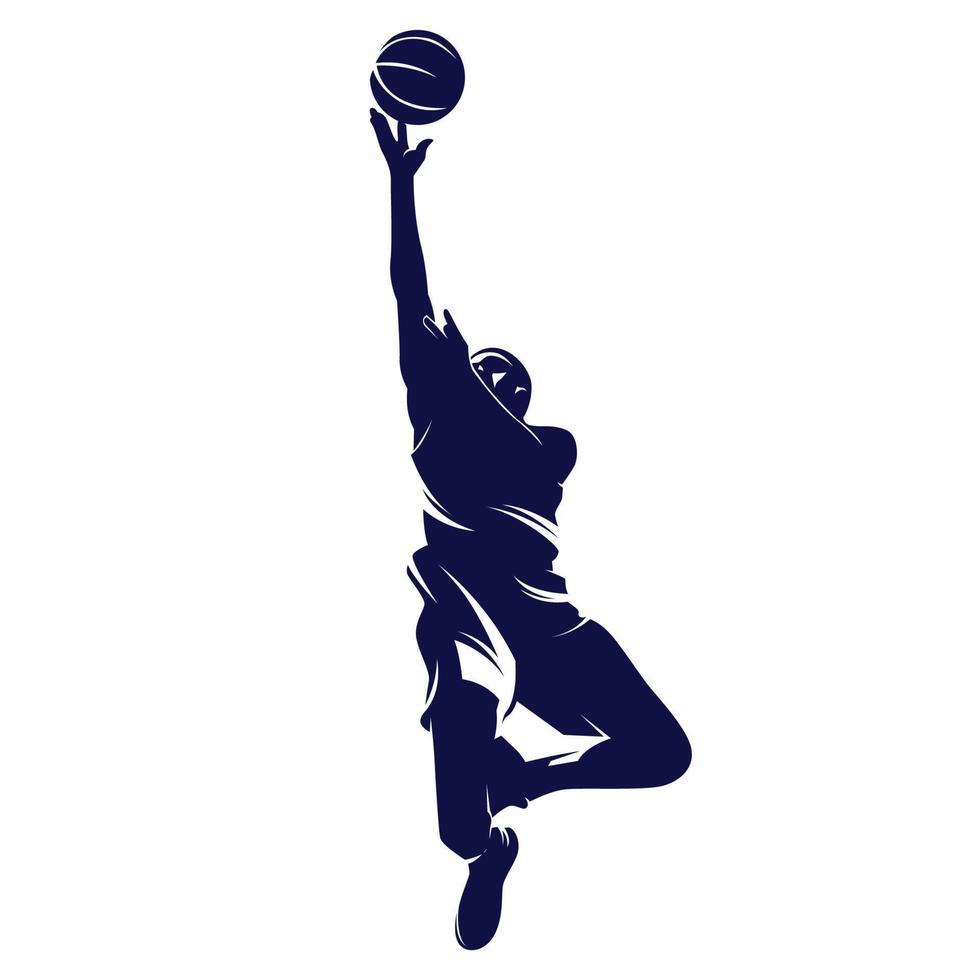 Man Basketball Silhouette Logo Design Illustration Vector
