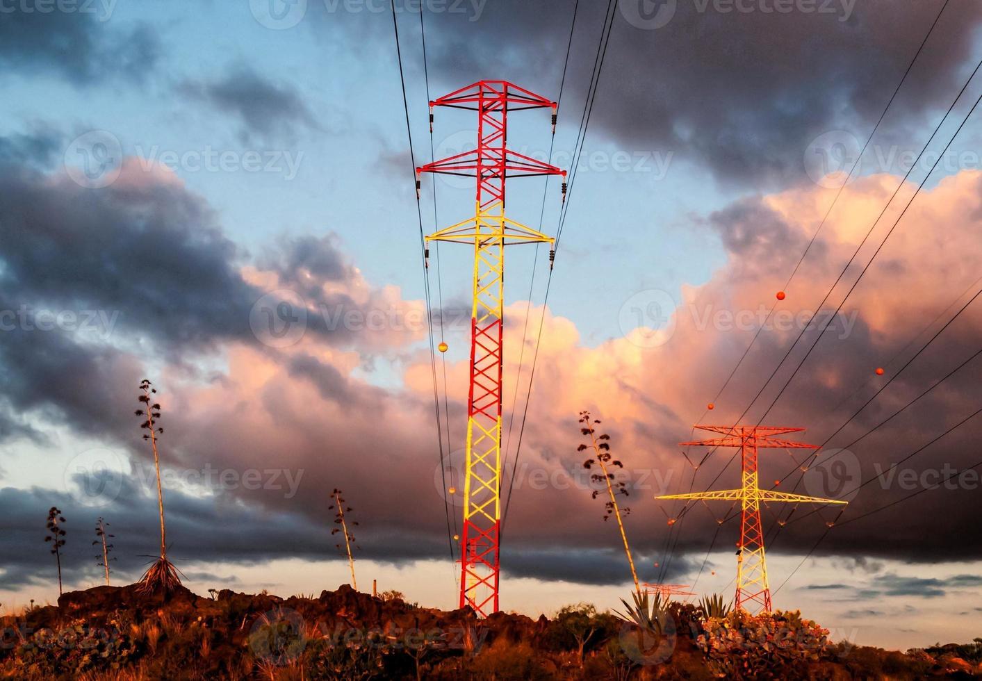 Tall power pylons photo