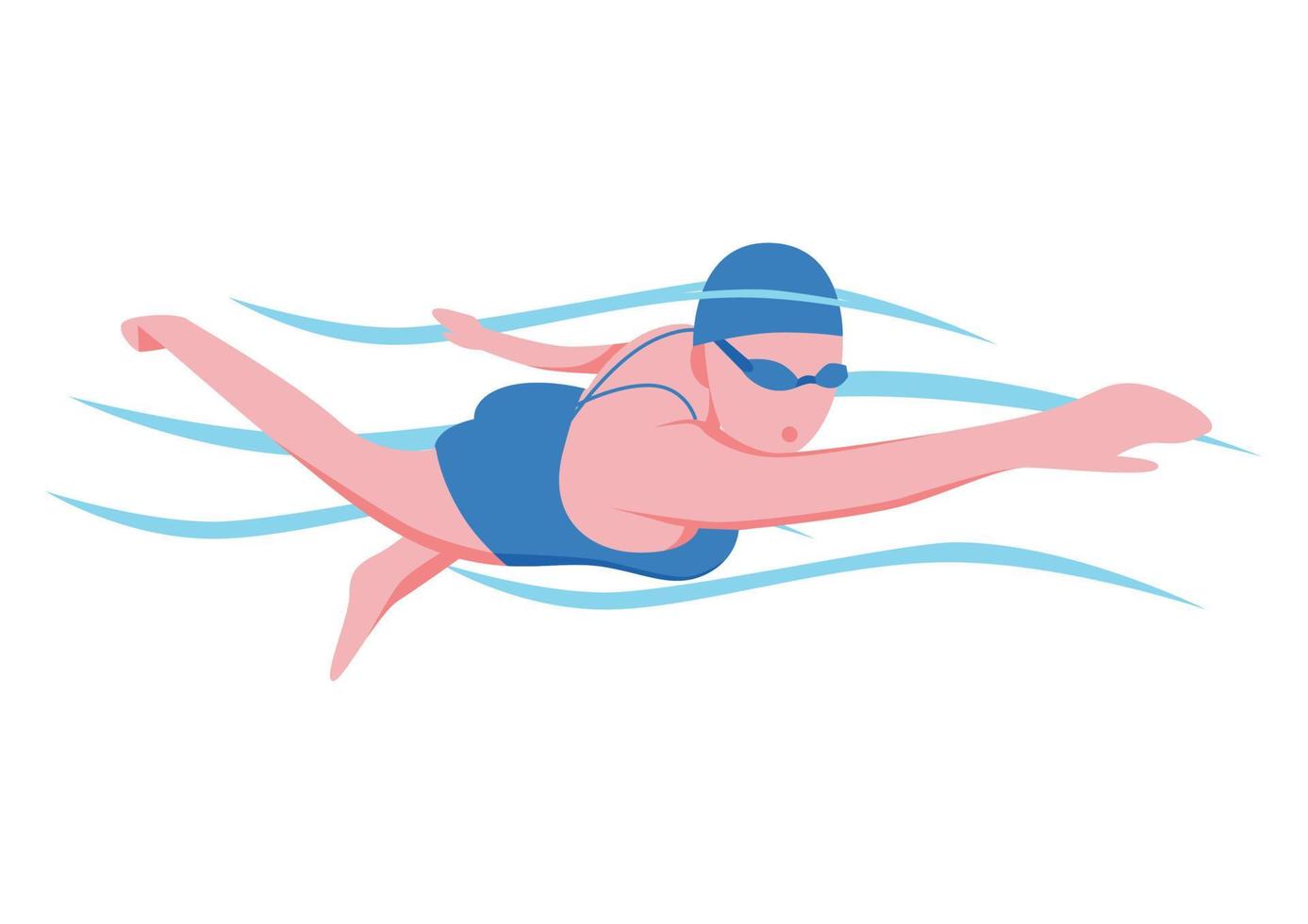 A female swimmer. A woman wearing a swimsuit and doing front crawl style. Sport illustration. vector