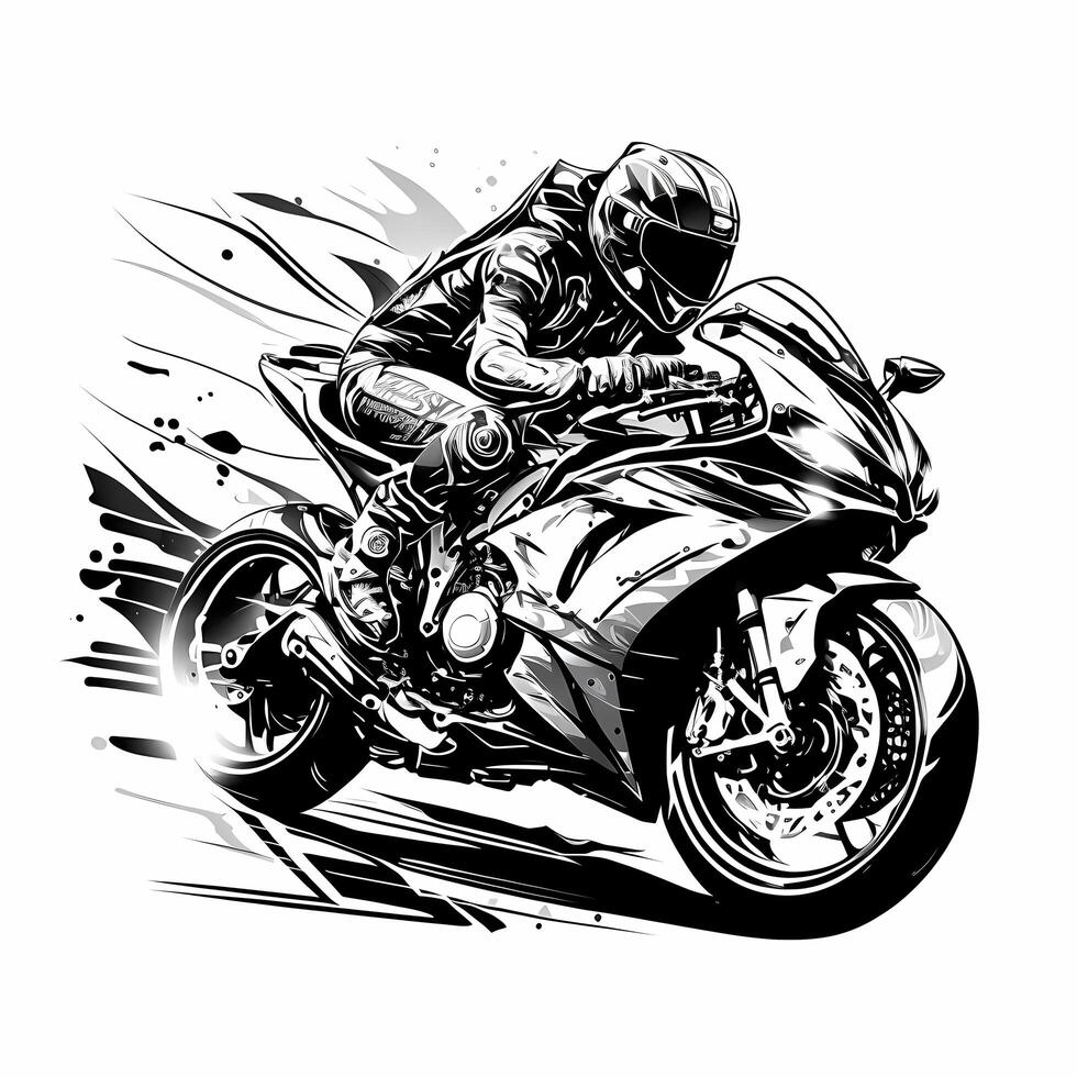 sport bike black and white photo