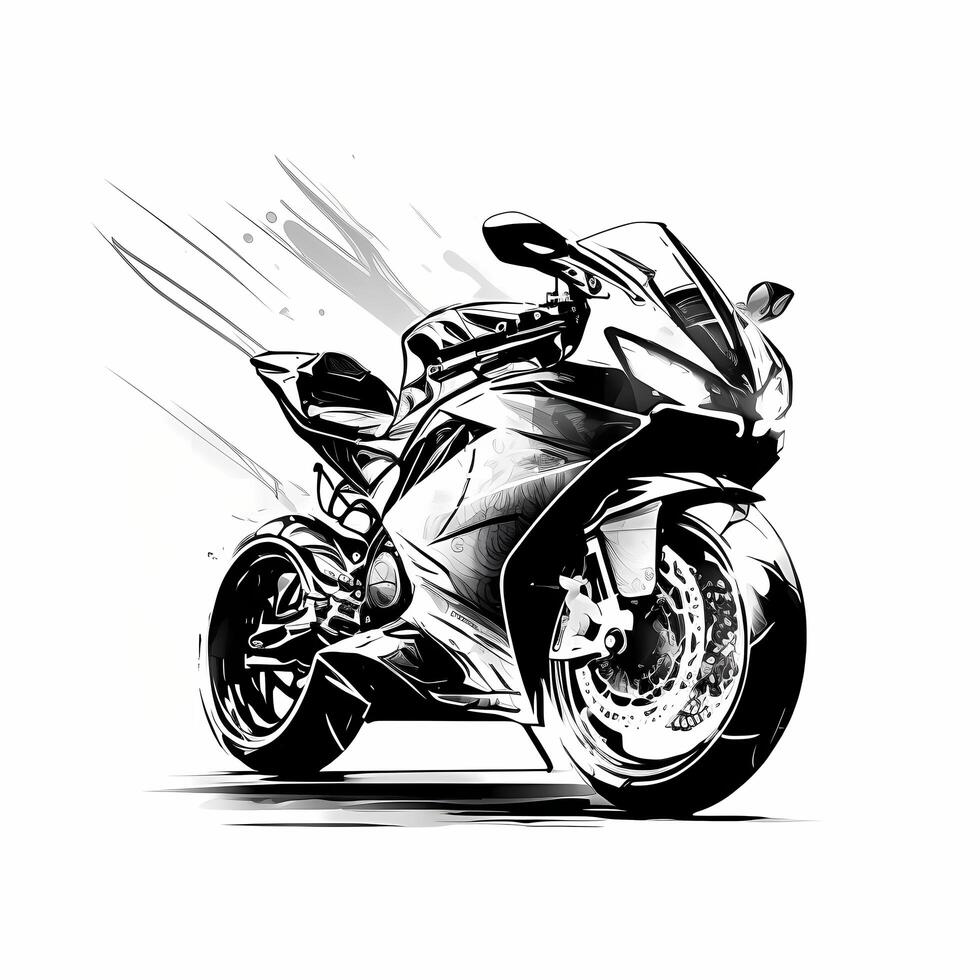 sport bike black and white photo