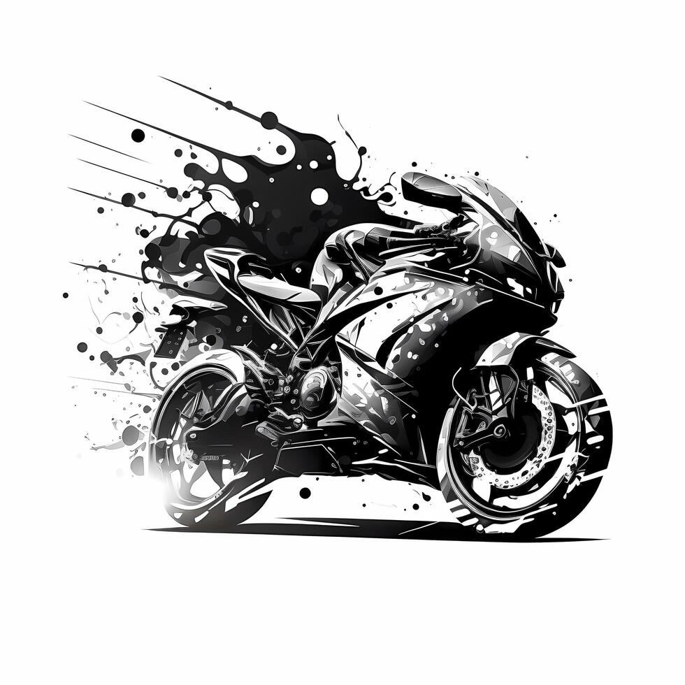 sport bike black and white photo