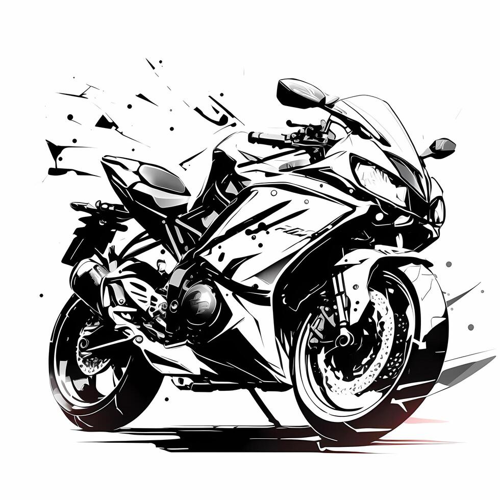 sport bike black and white photo