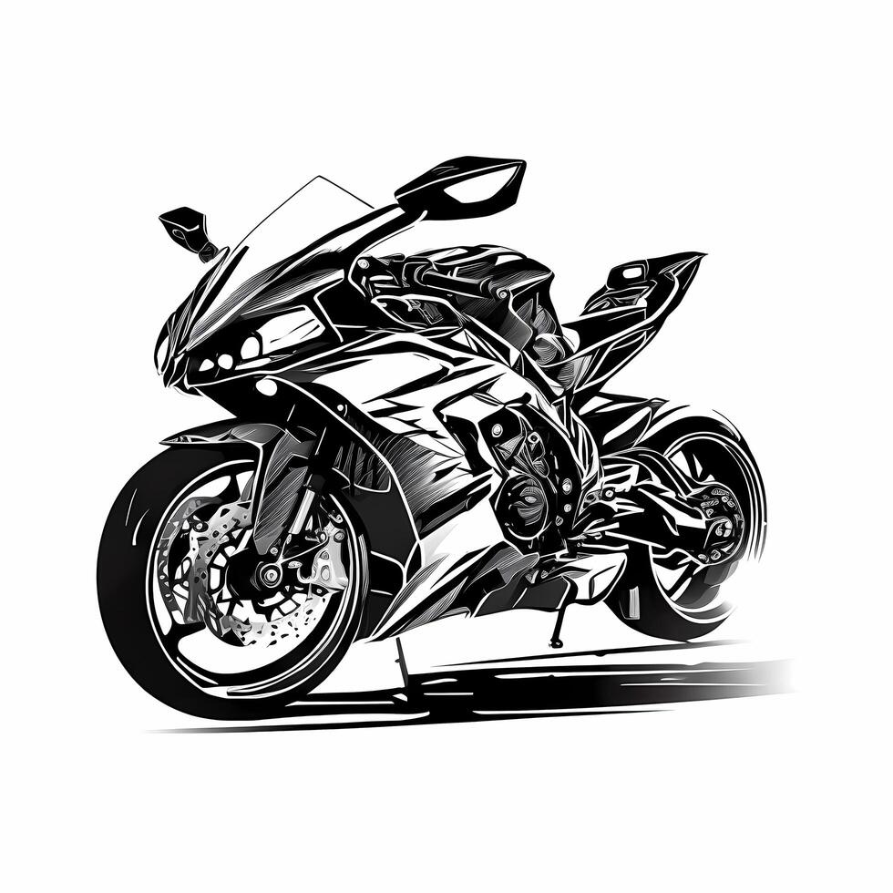 sport bike black and white photo