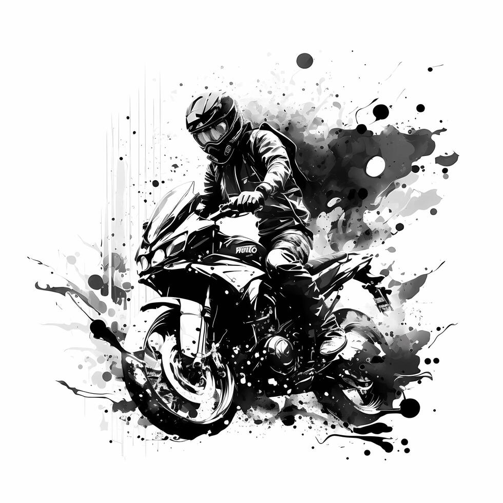 sport bike black and white photo