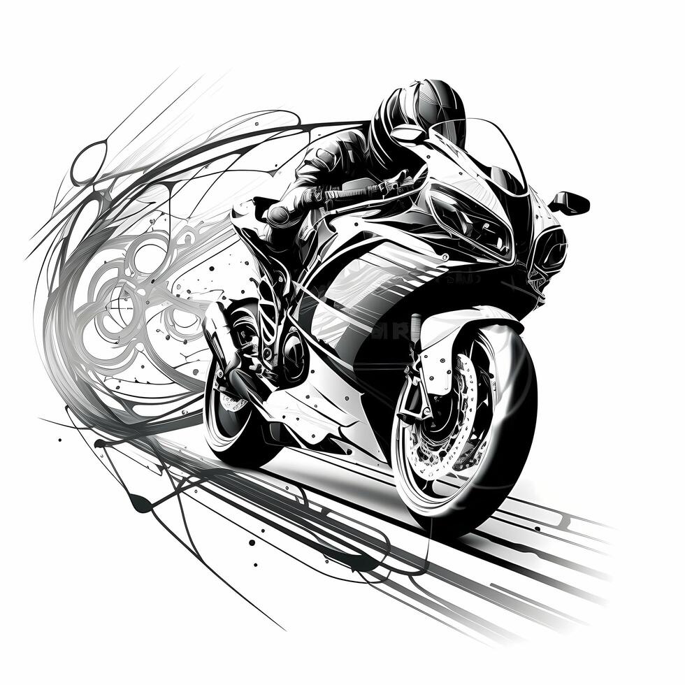 sport bike black and white photo