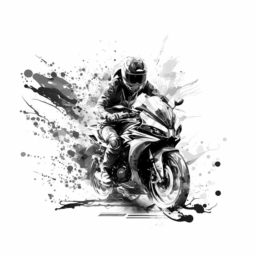 sport bike black and white photo