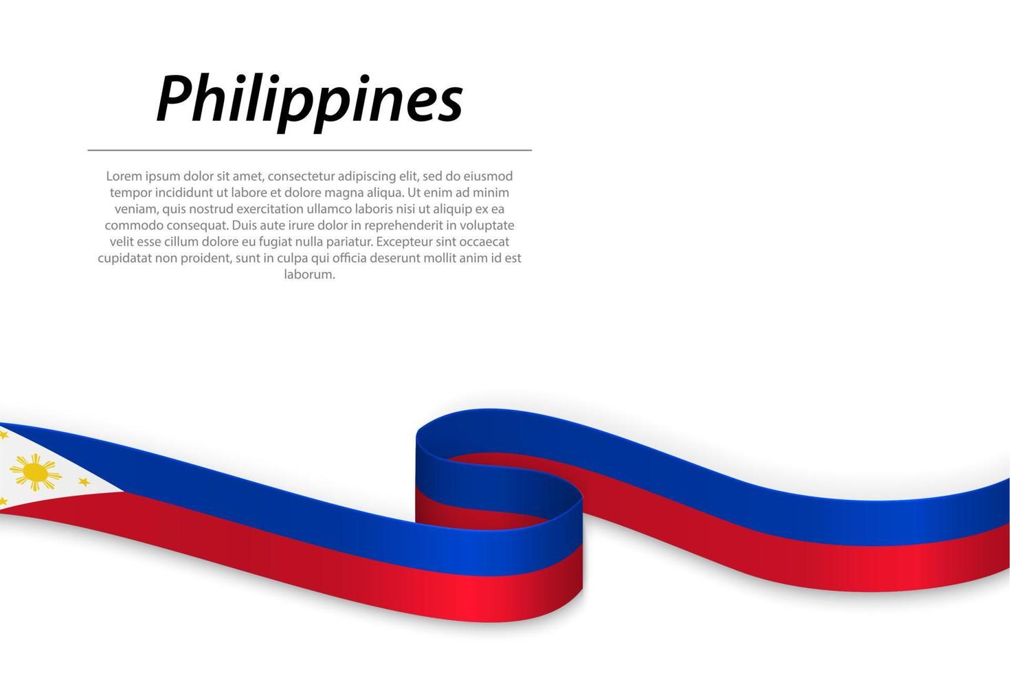 Waving ribbon or banner with flag of Philippines vector