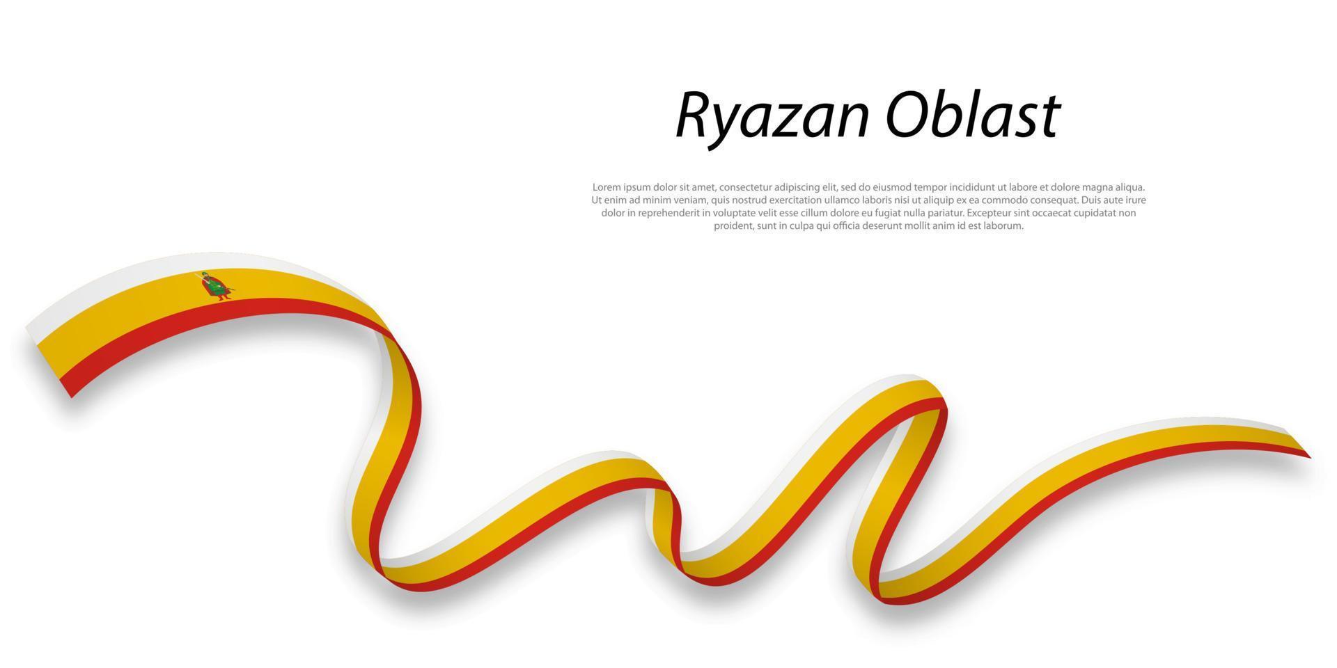 Waving ribbon or stripe with flag of Ryazan Oblast vector