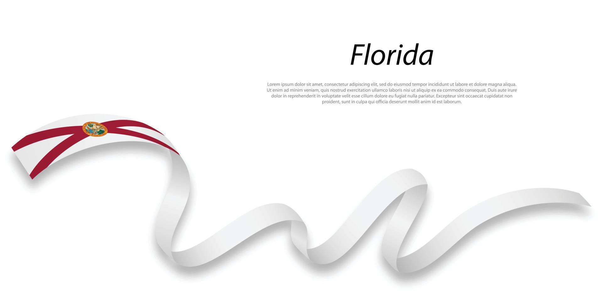 Waving ribbon or stripe with flag of Florida vector
