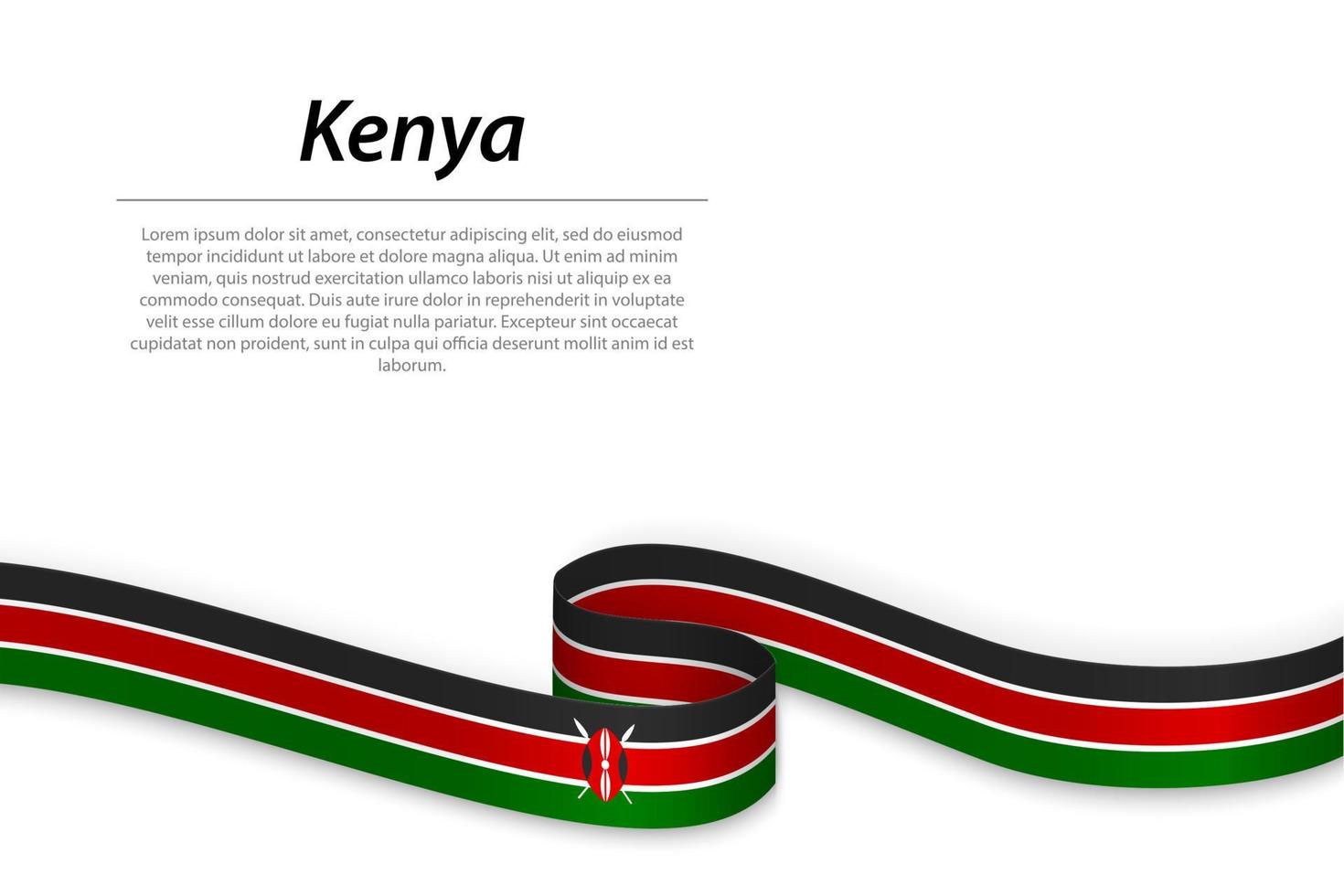 Waving ribbon or banner with flag of Kenya vector