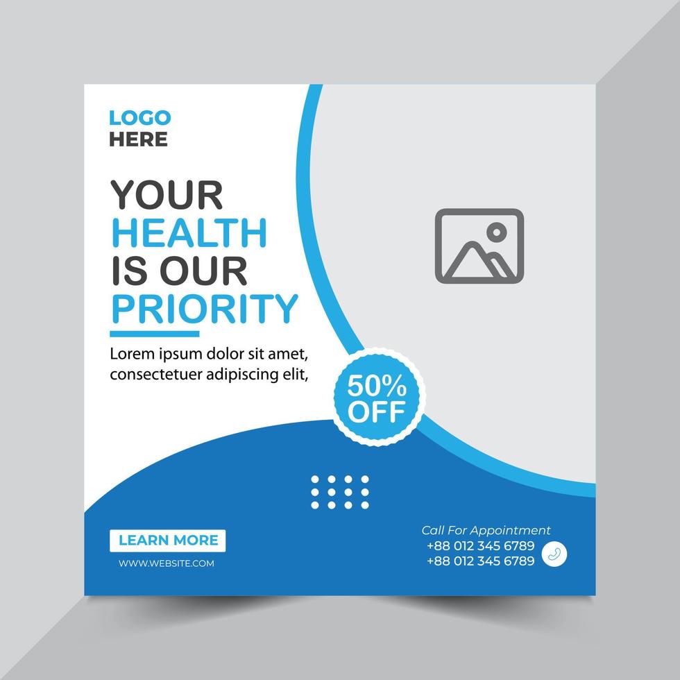 Medical health social media post banner vector