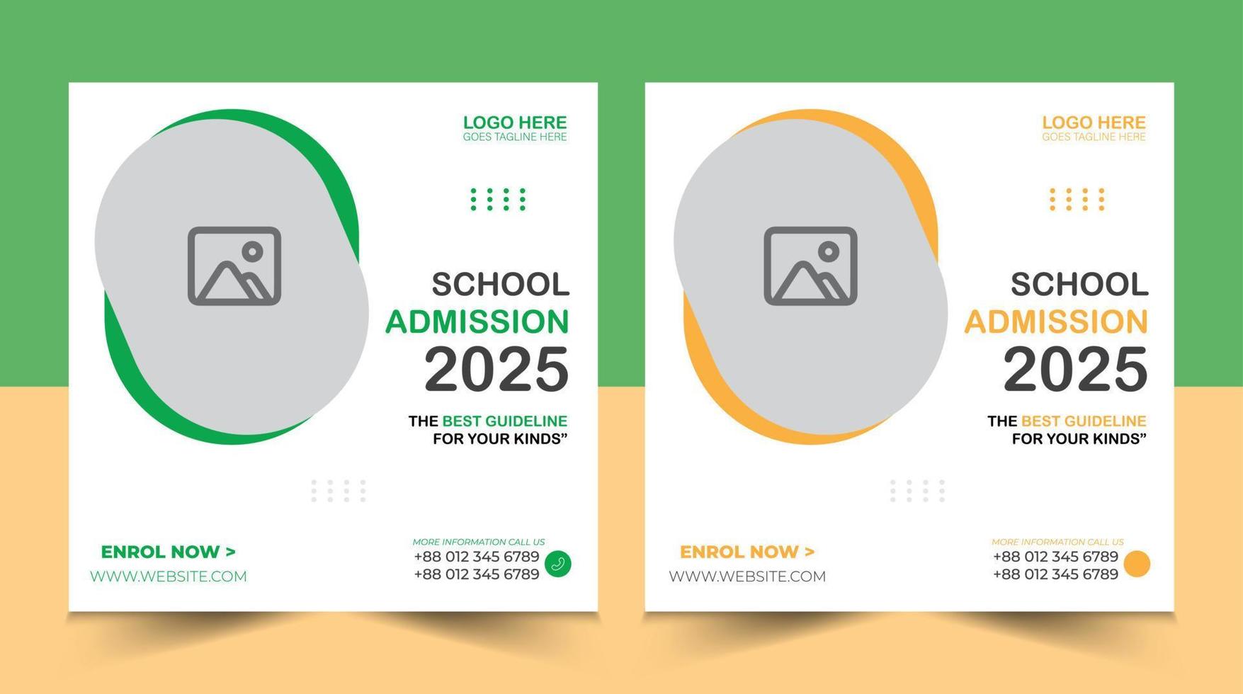 School admission social media post design. vector