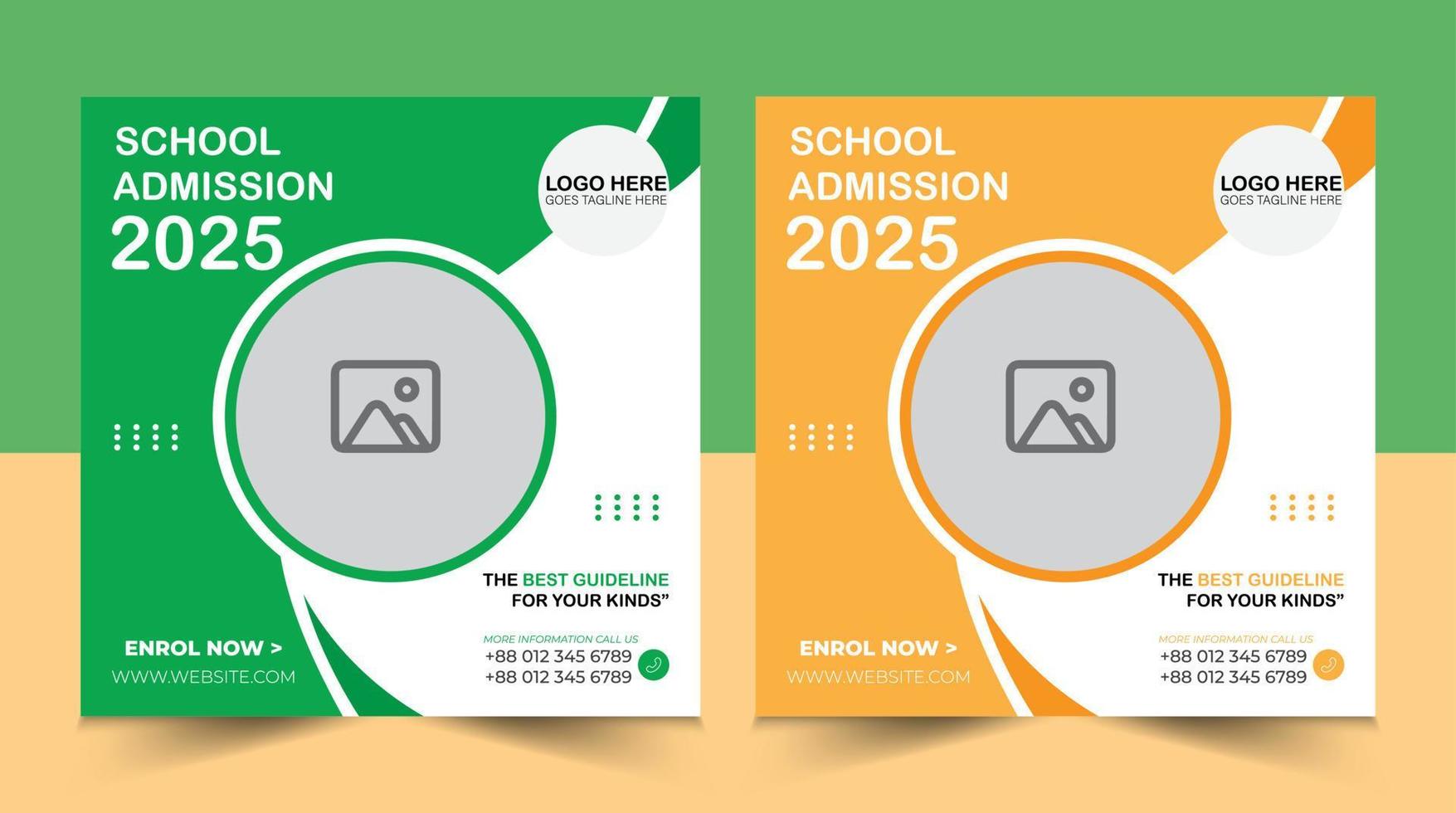 School admission social media post design. vector