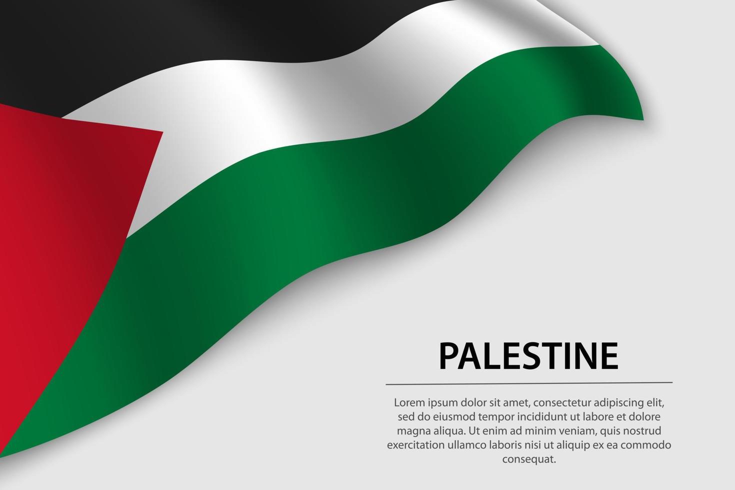 Wave flag of Palestine on white background. Banner or ribbon vec vector