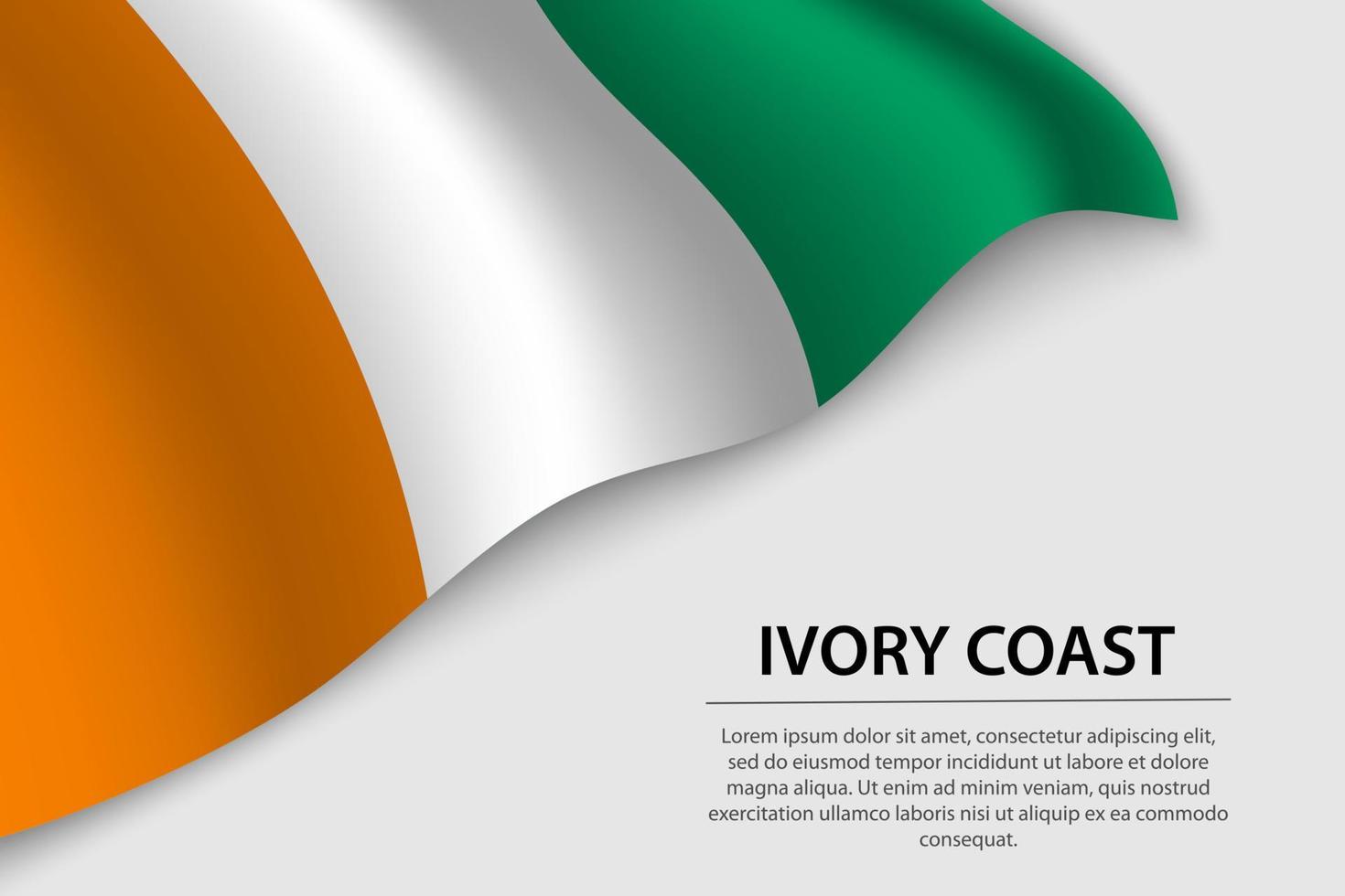 Wave flag of Ivory Coast on white background. Banner or ribbon v vector