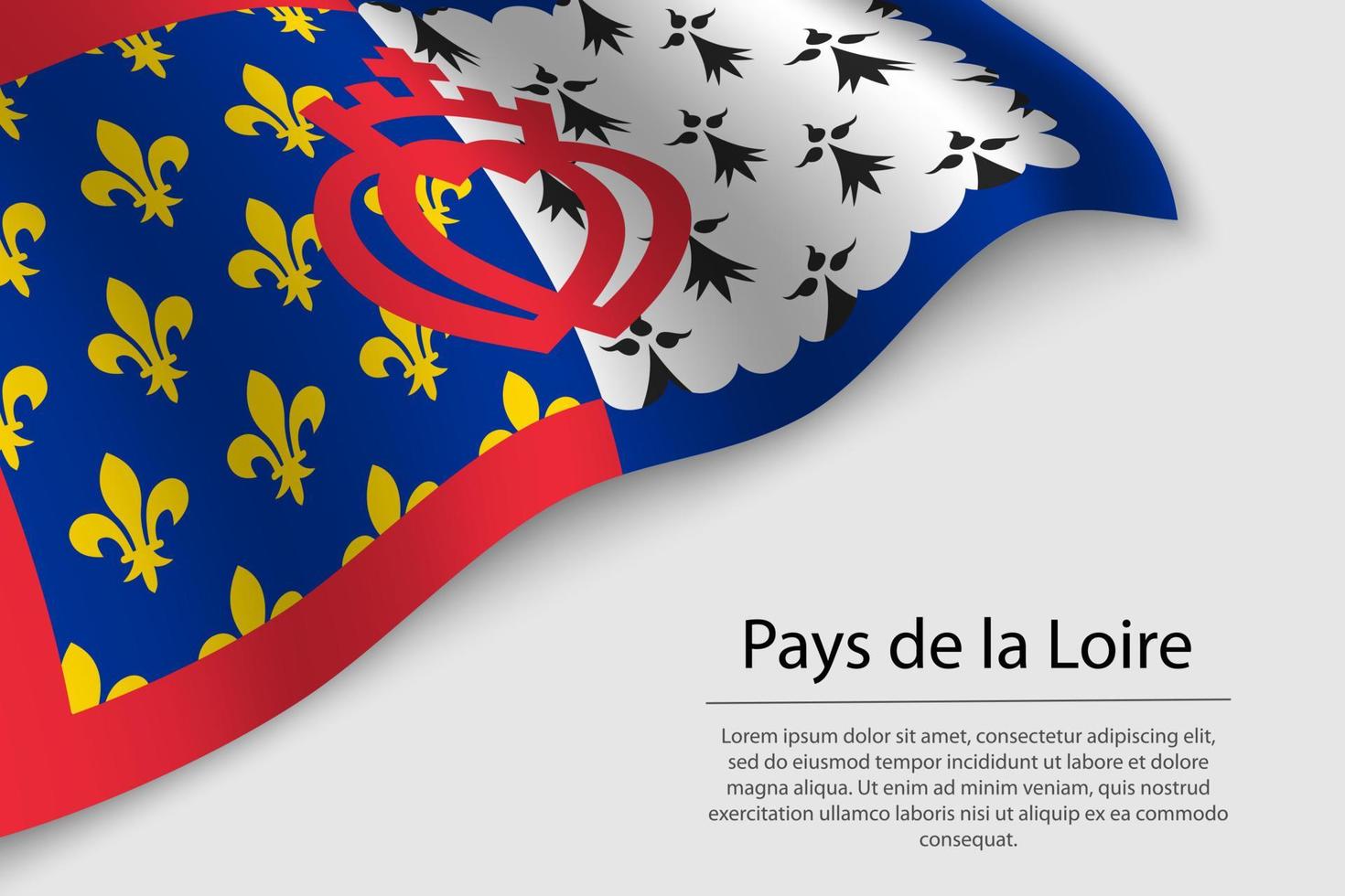 Wave flag of Pays de la Loire is a region of France. Banner or r vector