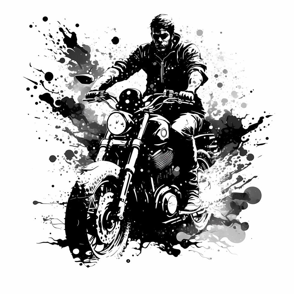 harley davidson black and white photo