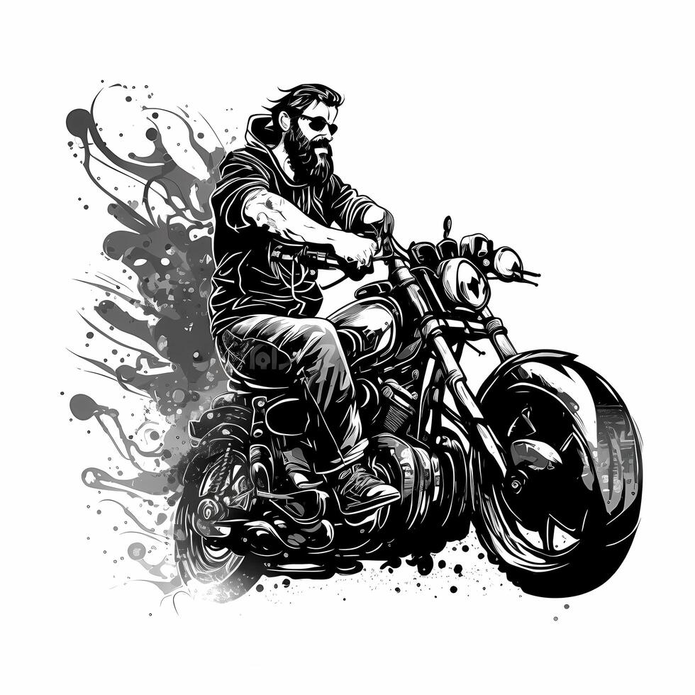 harley davidson black and white photo