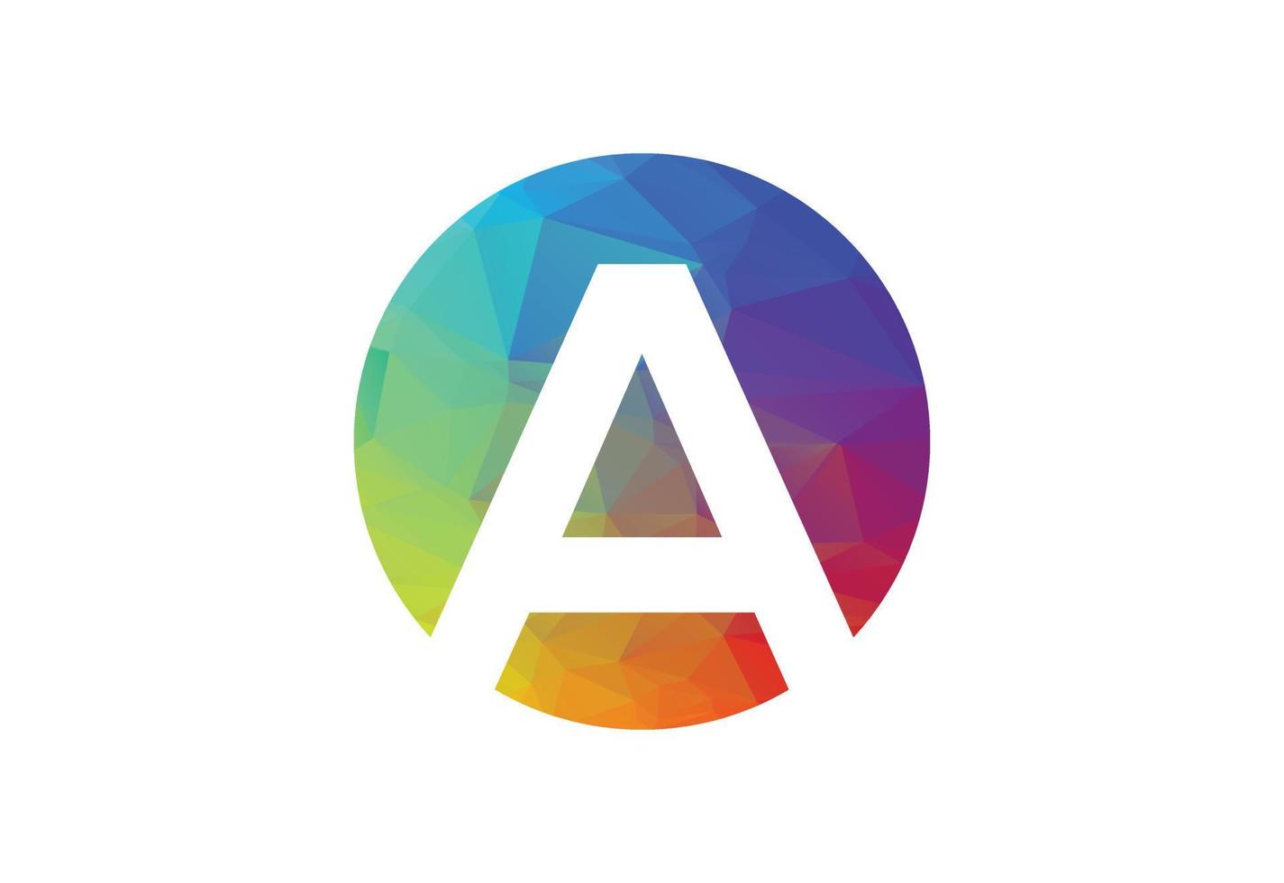 Colourful Low Poly and intial A letter logo design, Vector illustration