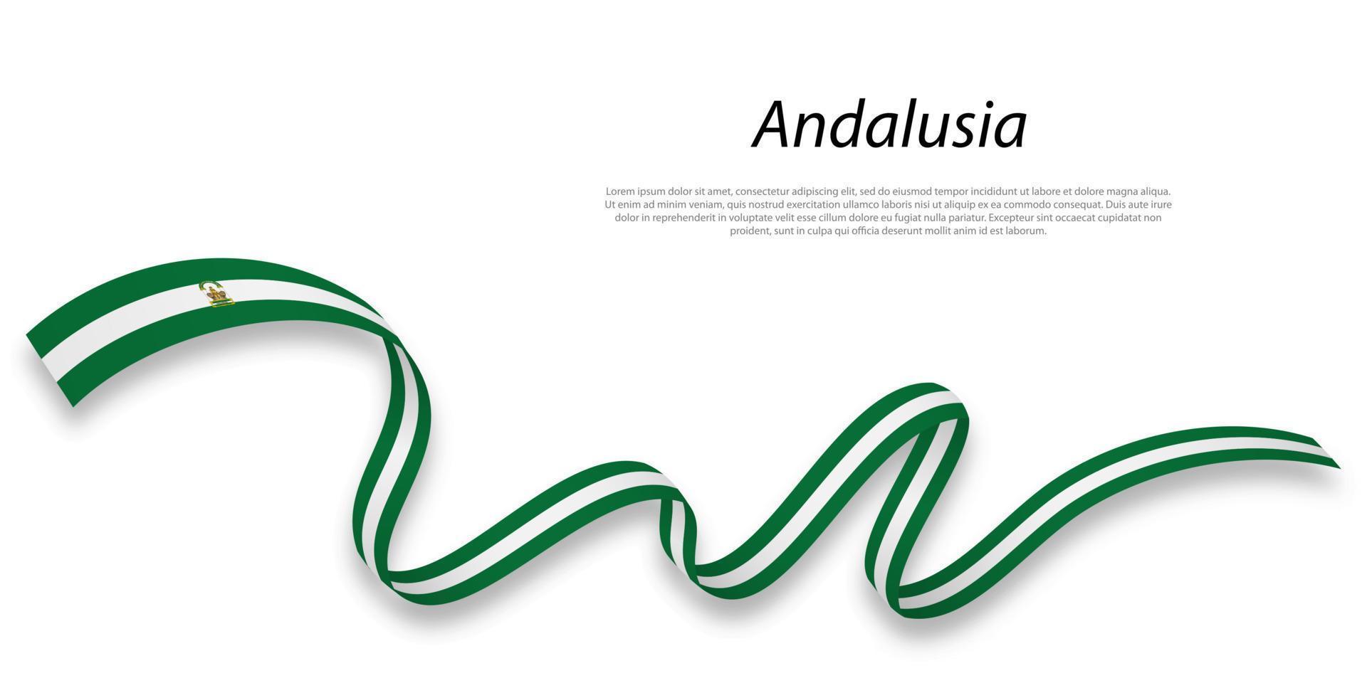 Waving ribbon or stripe with flag of Andalusia vector