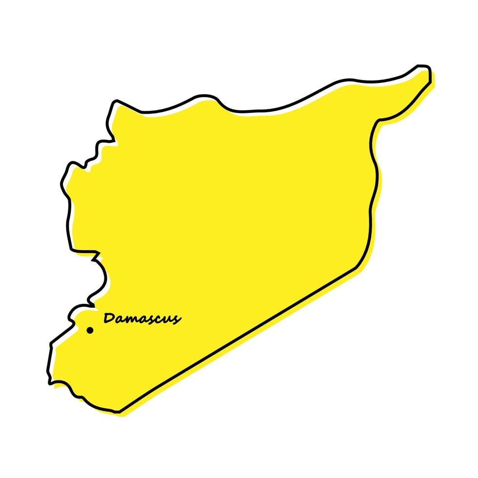 sencillo contorno mapa de Siria con capital ubicación vector