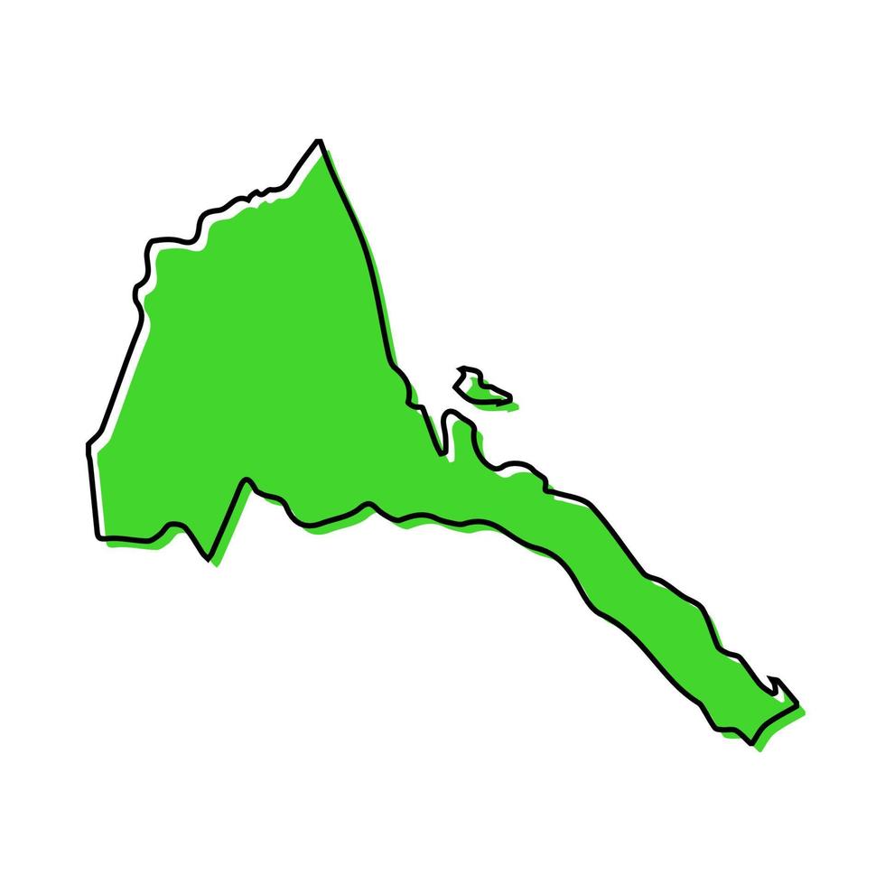 Simple outline map of Eritrea. Stylized line design vector