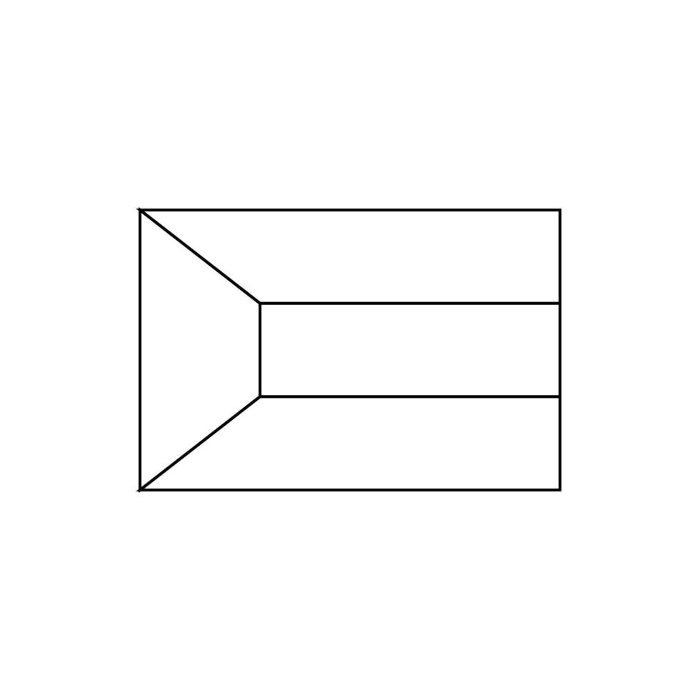 Black outline flag of Kuwait.Thin line icon vector