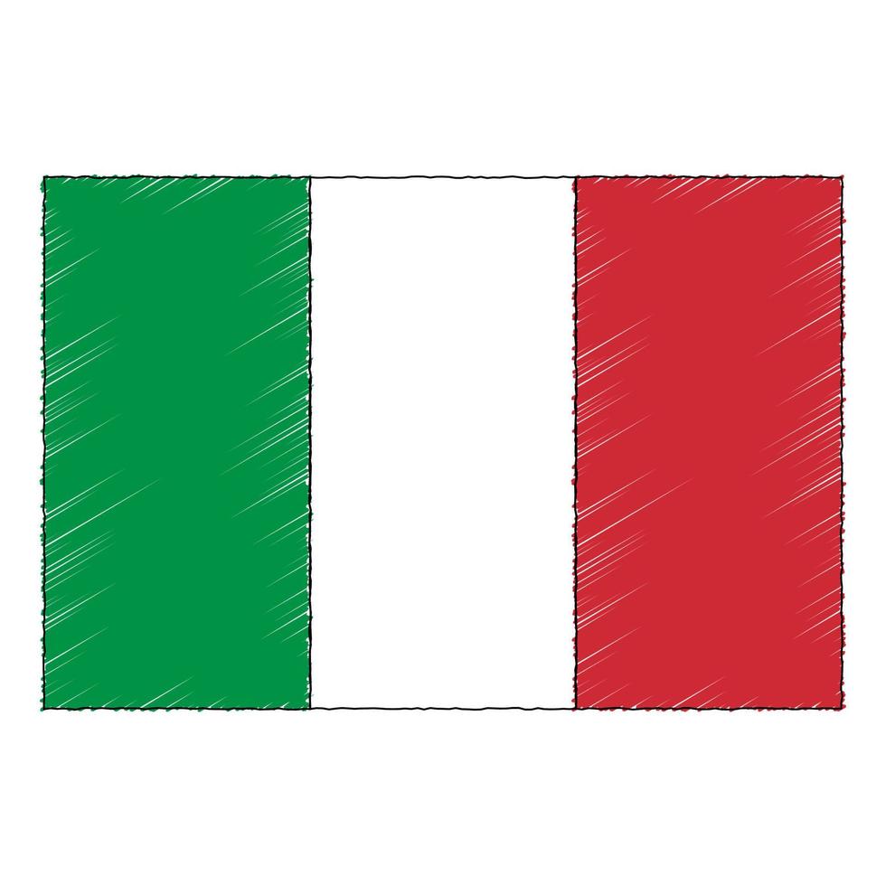 mano dibujado bosquejo bandera de Italia. garabatear estilo icono vector