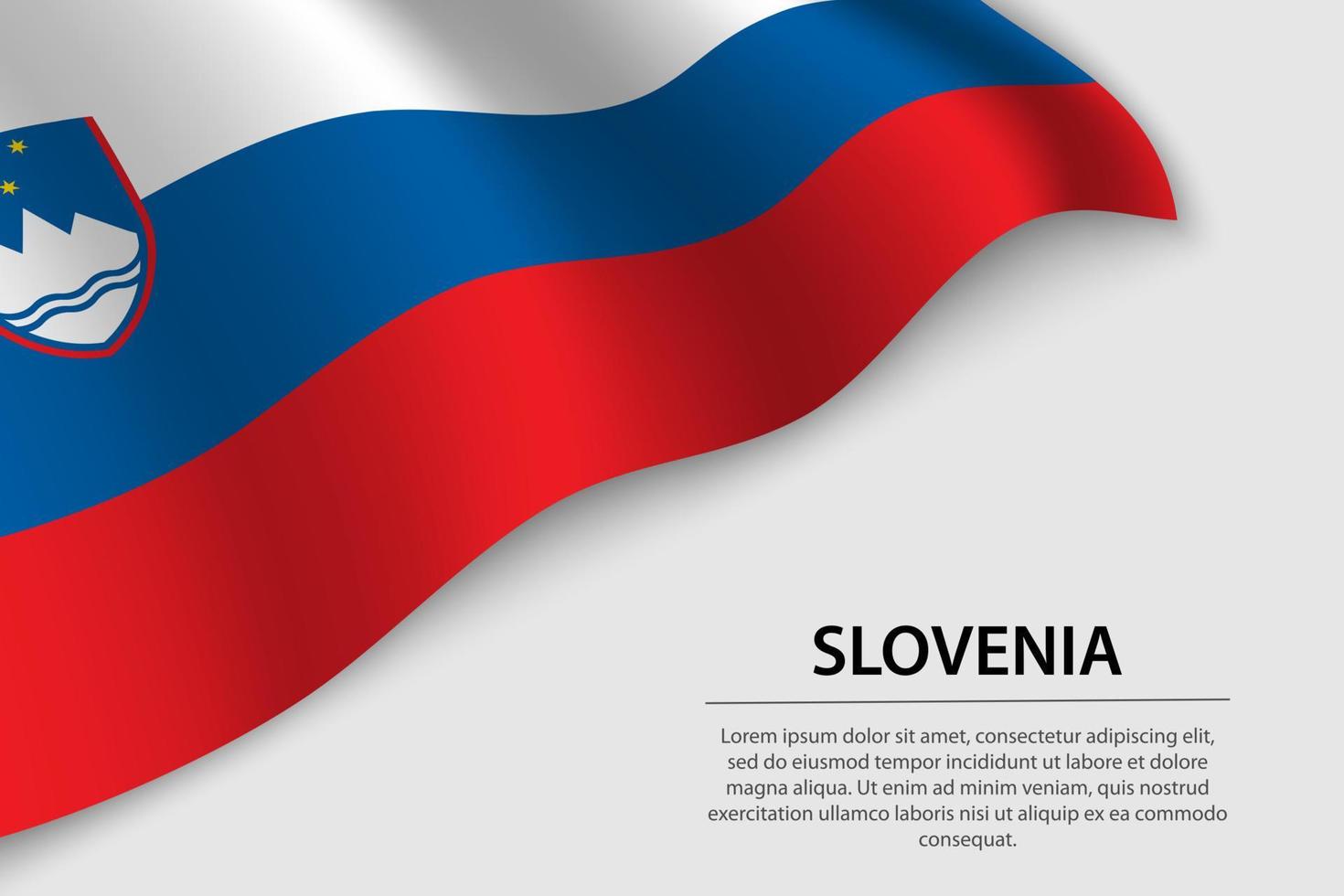 Wave flag of Slovenia on white background. Banner or ribbon vect vector