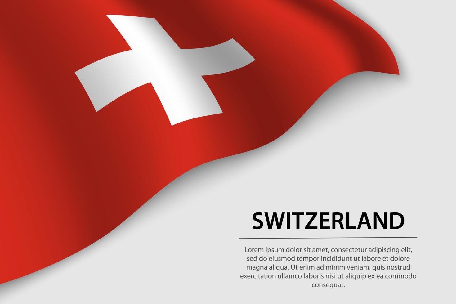 Wave flag of Switzerland on white background. Banner or ribbon v vector