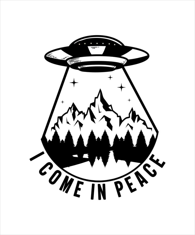 Ufo alien concept illustration tshirt design vector