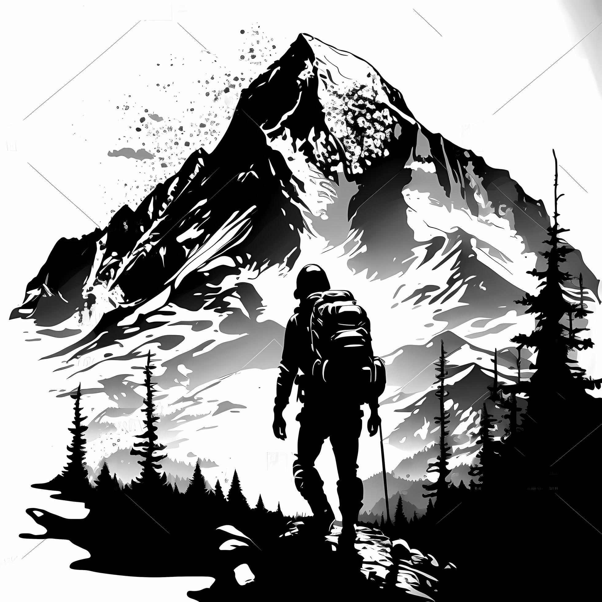 mountain hiker silhouette 21822655 Stock Photo at Vecteezy