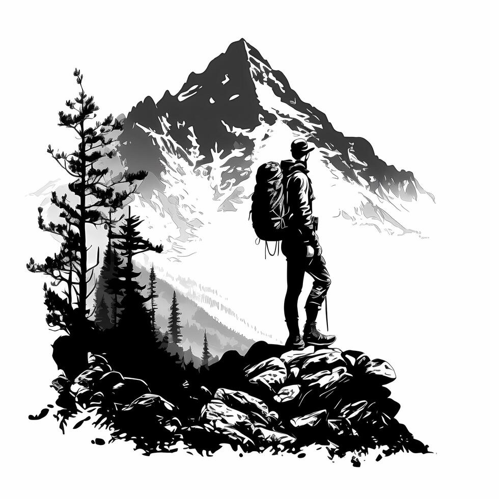 mountain hiker silhouette photo