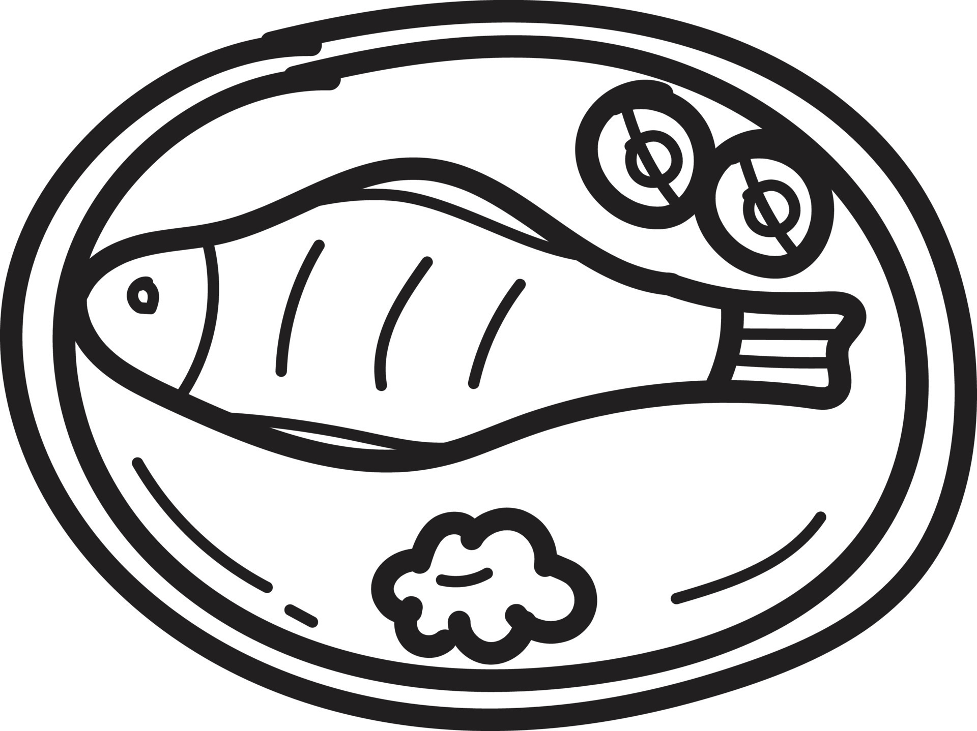 Doodle fish on plate icon outline vector 21822688 Vector Art at Vecteezy