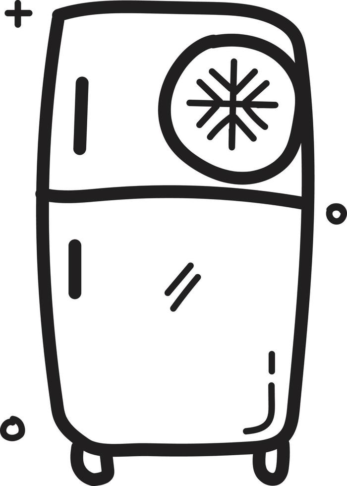 Doodle frozen snowflake refrigerator icon outline vector