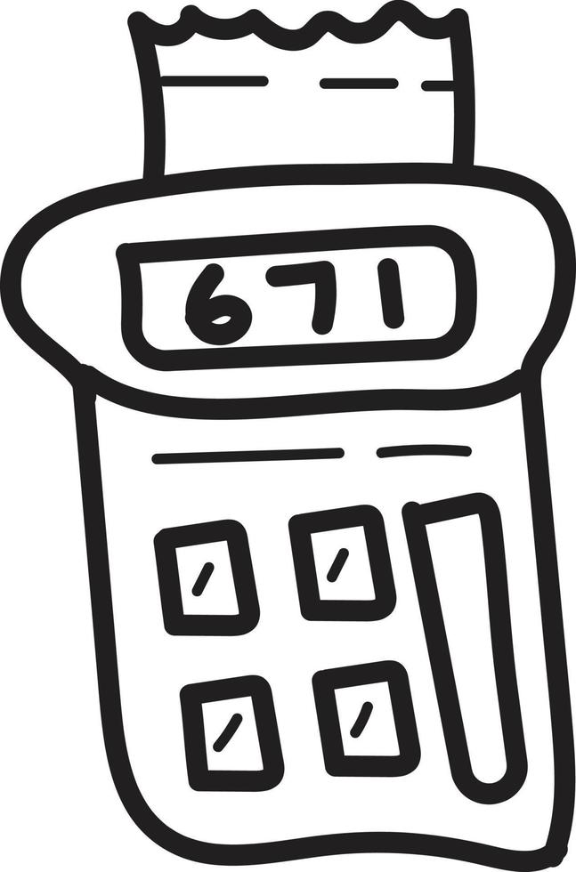 doodle calculator icon outline vector