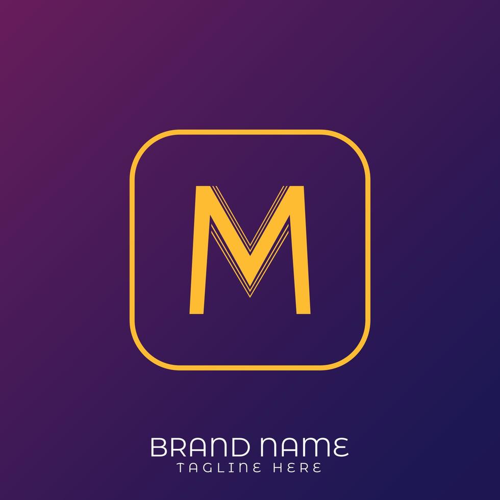 M Letter initial logo template, alphabet with gradient background vector