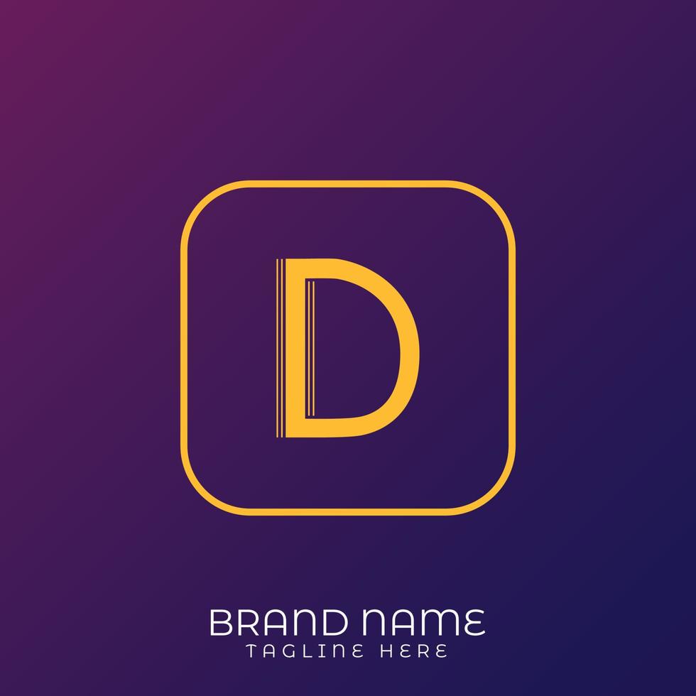 D Letter initial logo template, alphabet with gradient background vector