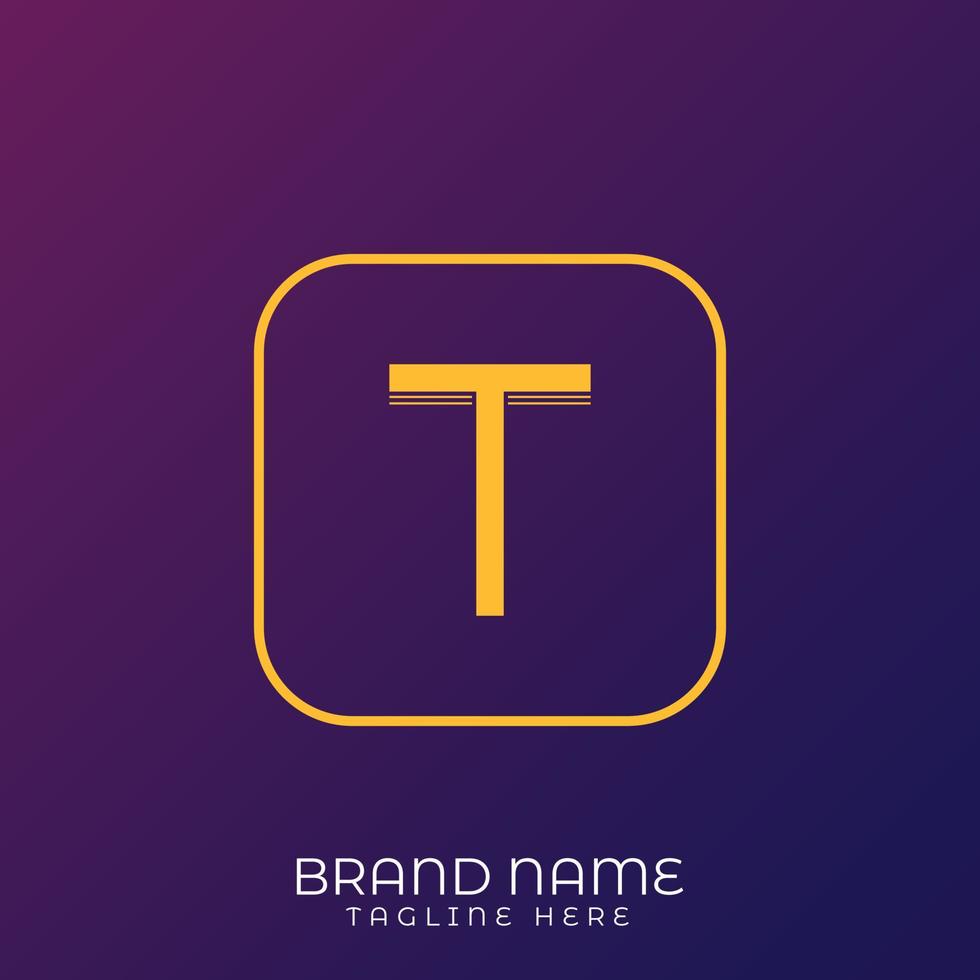 T Letter initial logo template, alphabet with gradient background vector