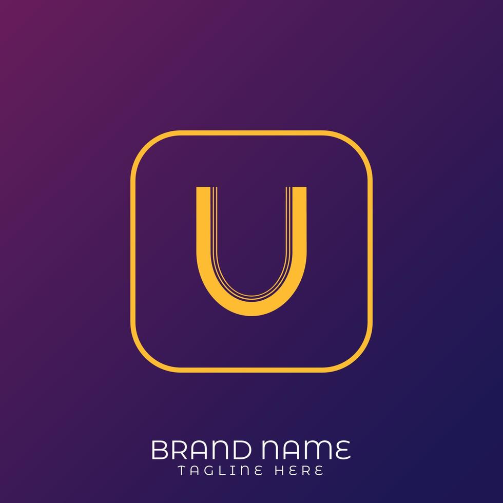 U Letter initial logo template, alphabet with gradient background vector