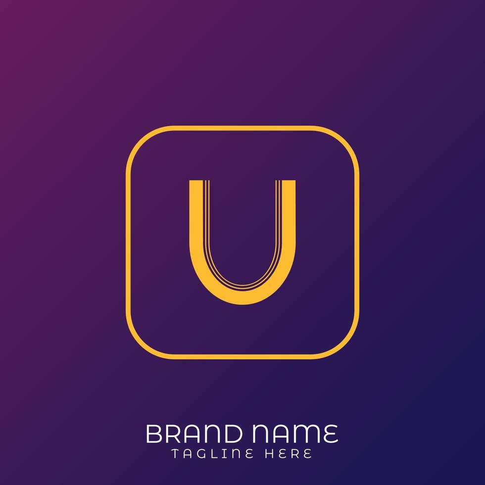 U Letter initial logo template, alphabet with gradient background vector