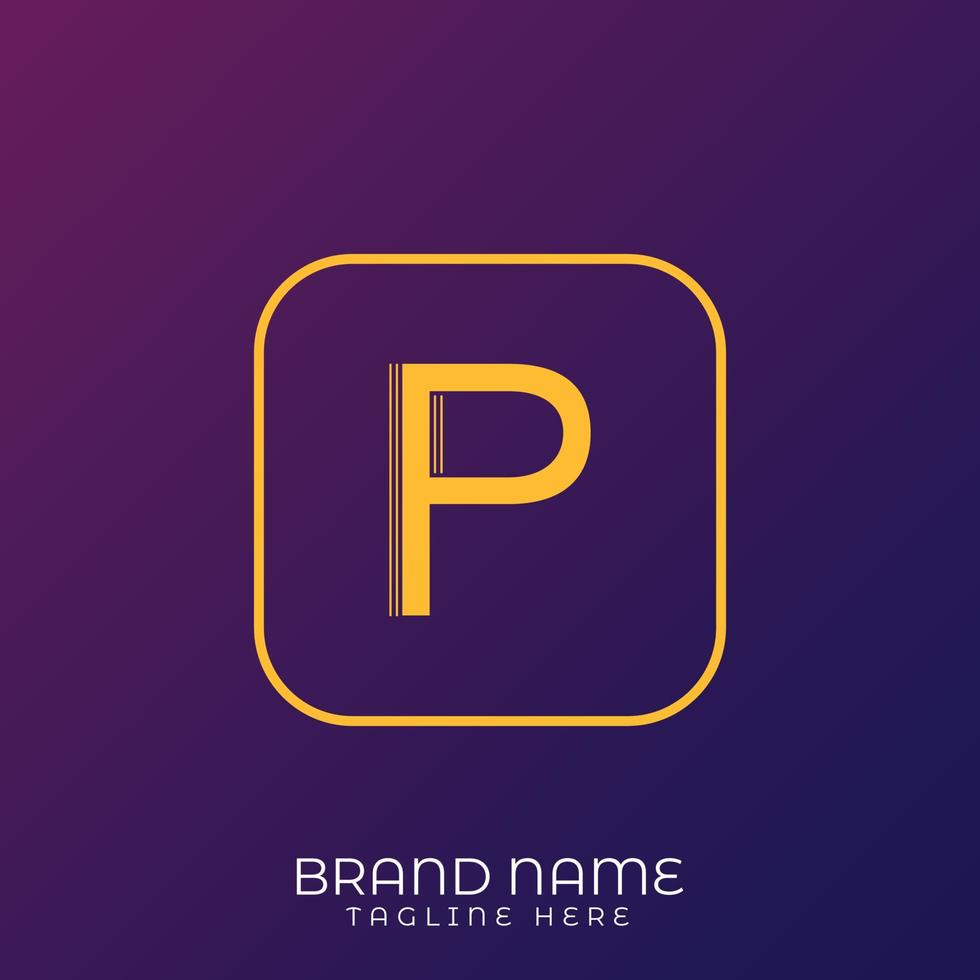 P Letter initial logo template, alphabet with gradient background vector