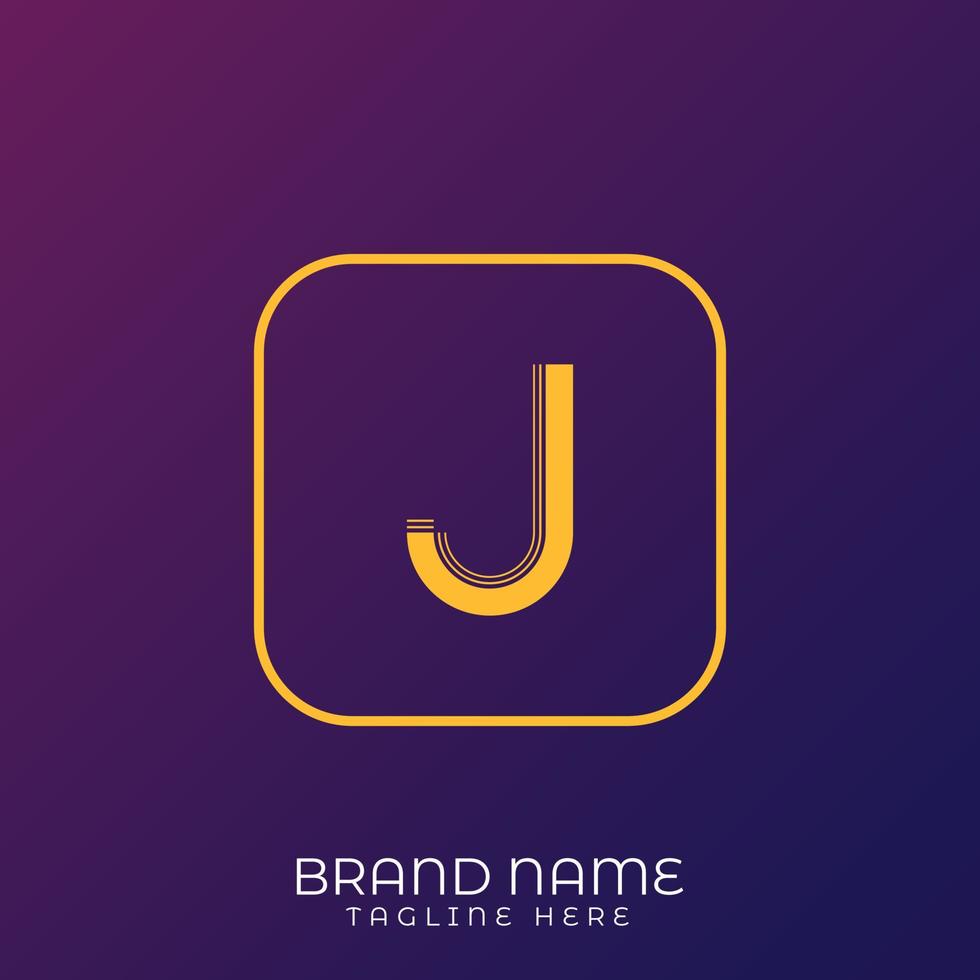 J Letter initial logo template, alphabet with gradient background vector