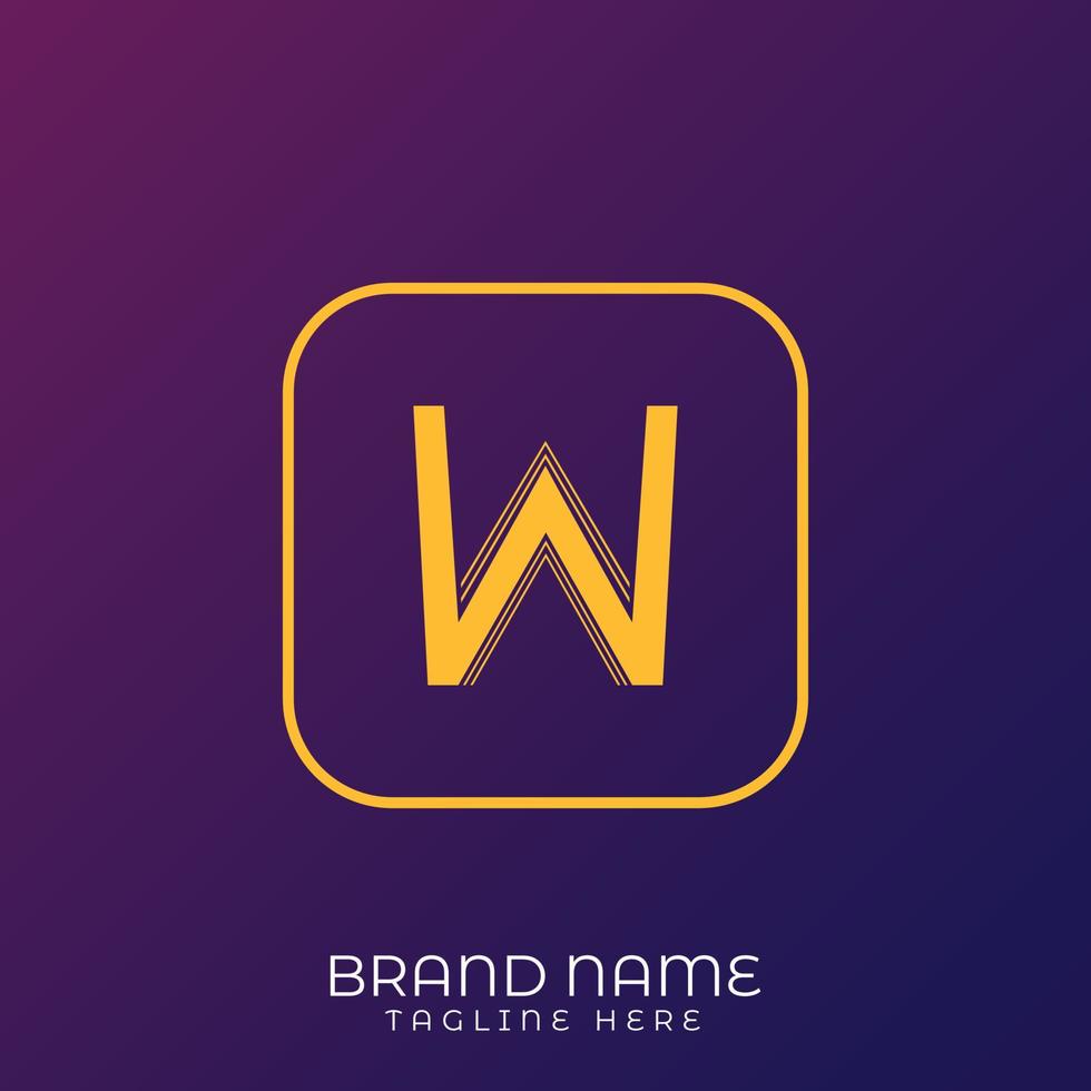 W Letter initial logo template, alphabet with gradient background vector