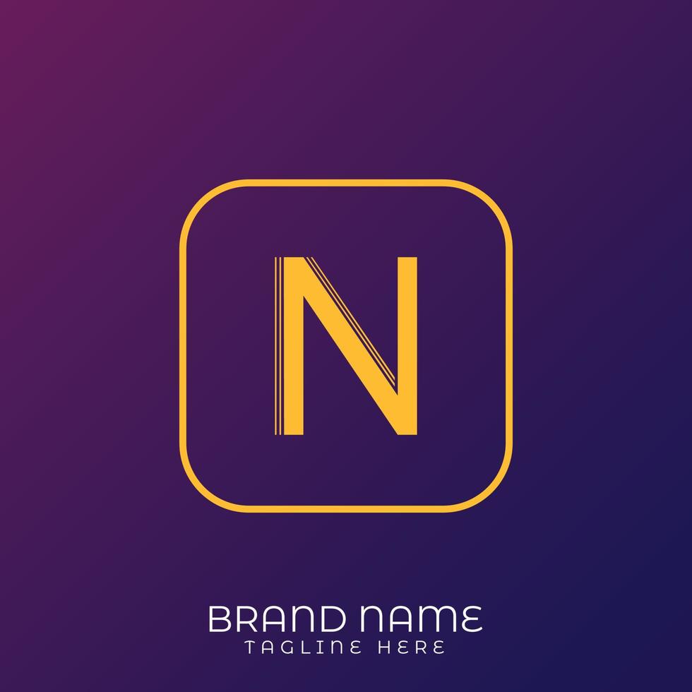 N Letter initial logo template, alphabet with gradient background vector